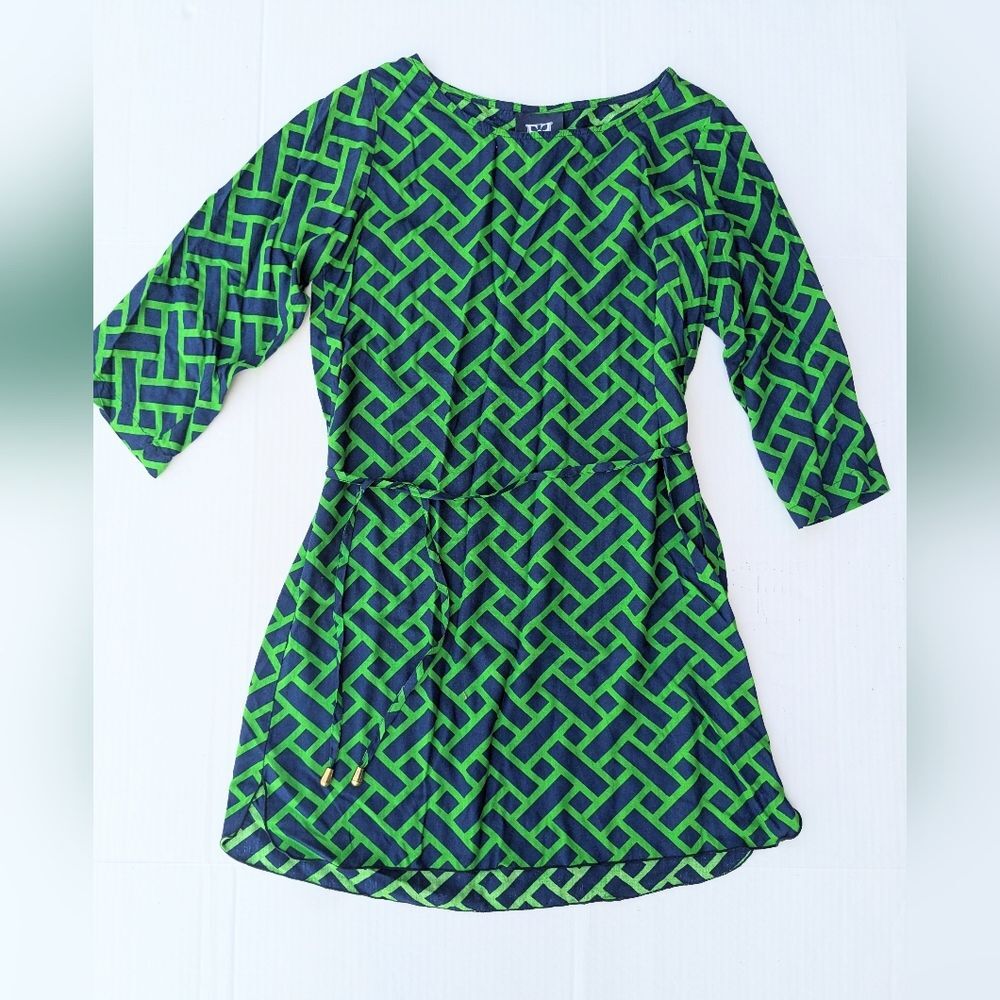 Escapada Women's Geometric Green and Blue Dress size XS Summer Spring Mini